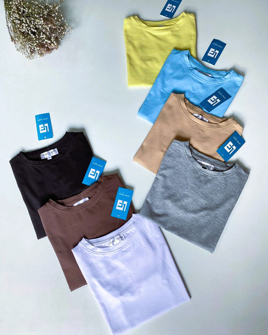 Basic Long Line Half Sleeve Fitted Top