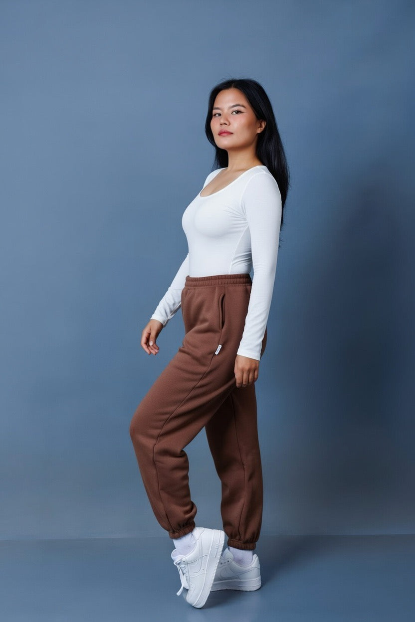 ❄️Fleece Joggers: High Waisted Basic Plain Loose Fit Cuffed Hem Oversized Fleece Joggers❄️