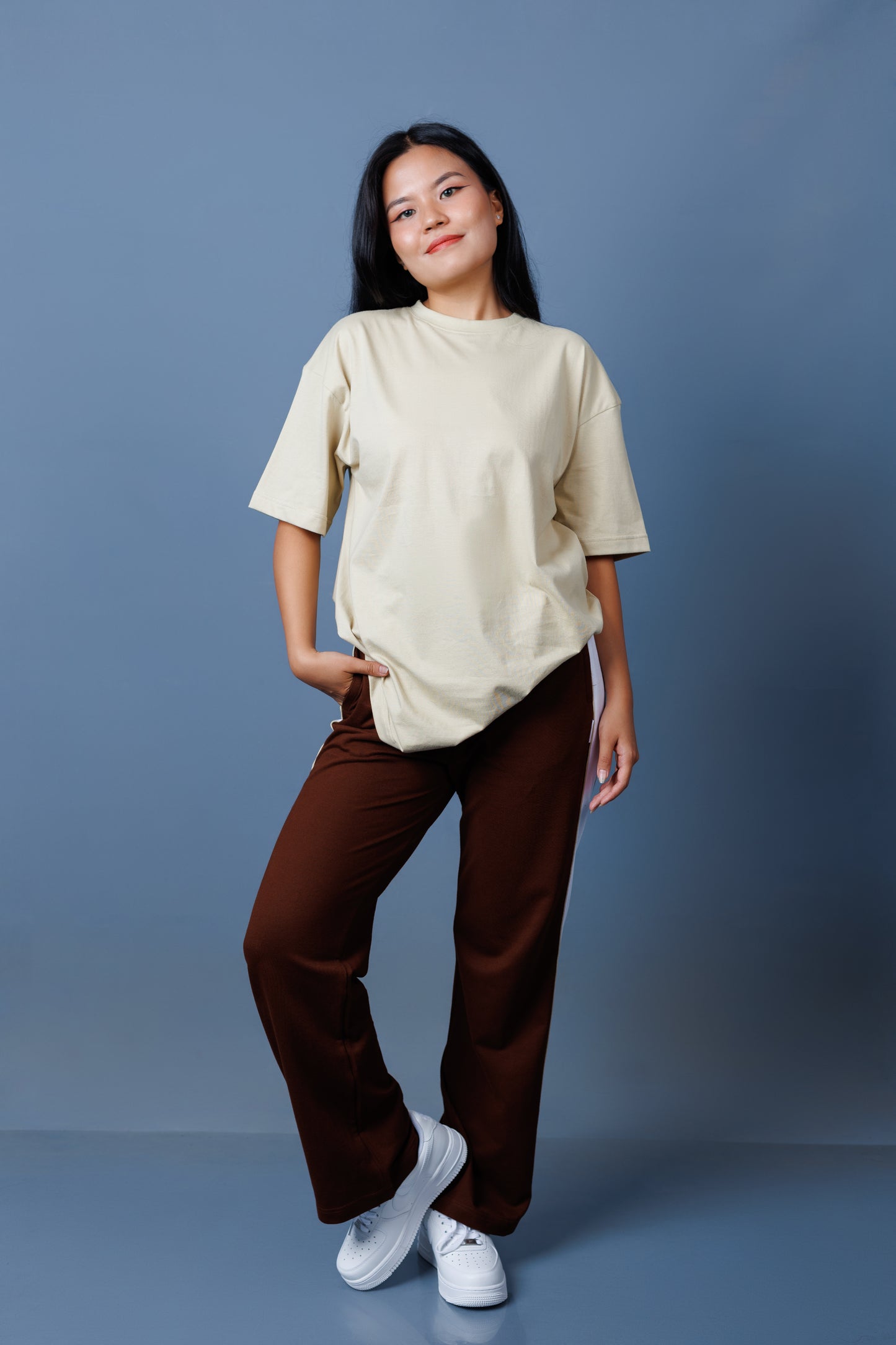 Contrast Panel Straight Leg Trousers