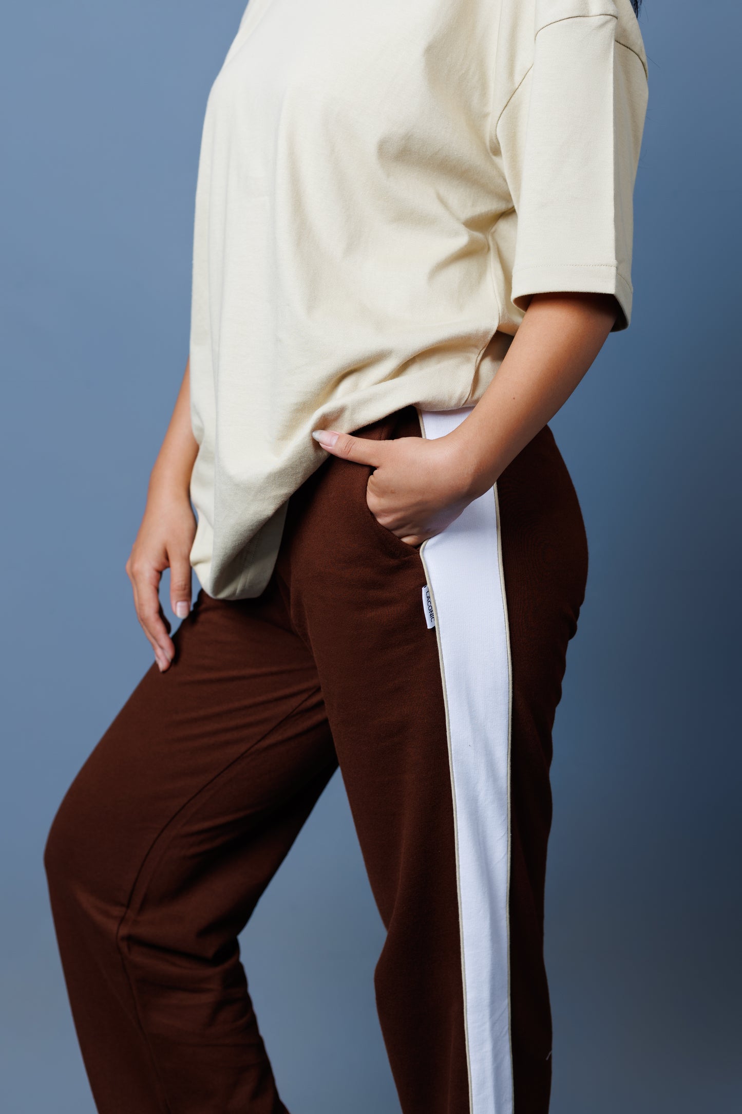 Contrast Panel Straight Leg Trousers