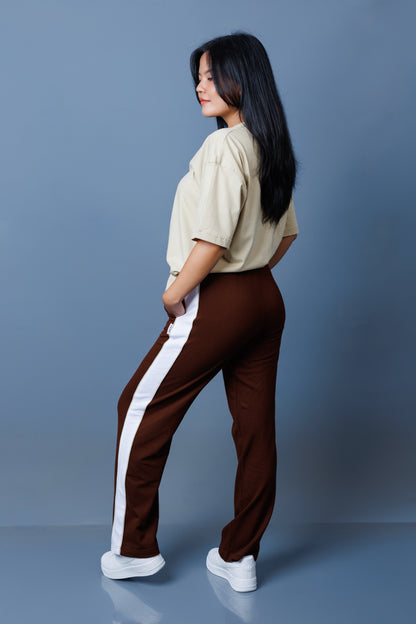 Contrast Panel Straight Leg Trousers