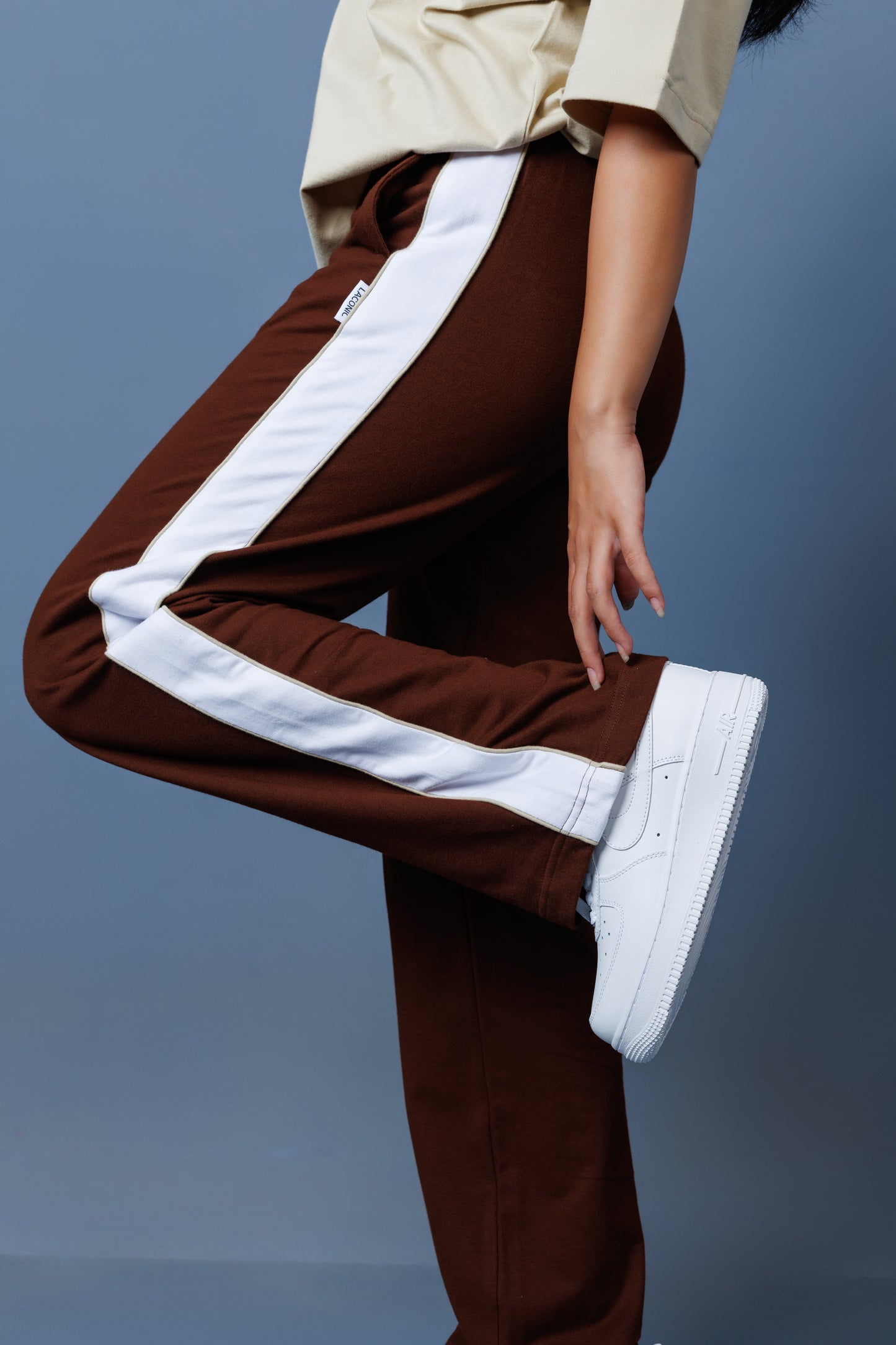 Contrast Panel Straight Leg Trousers