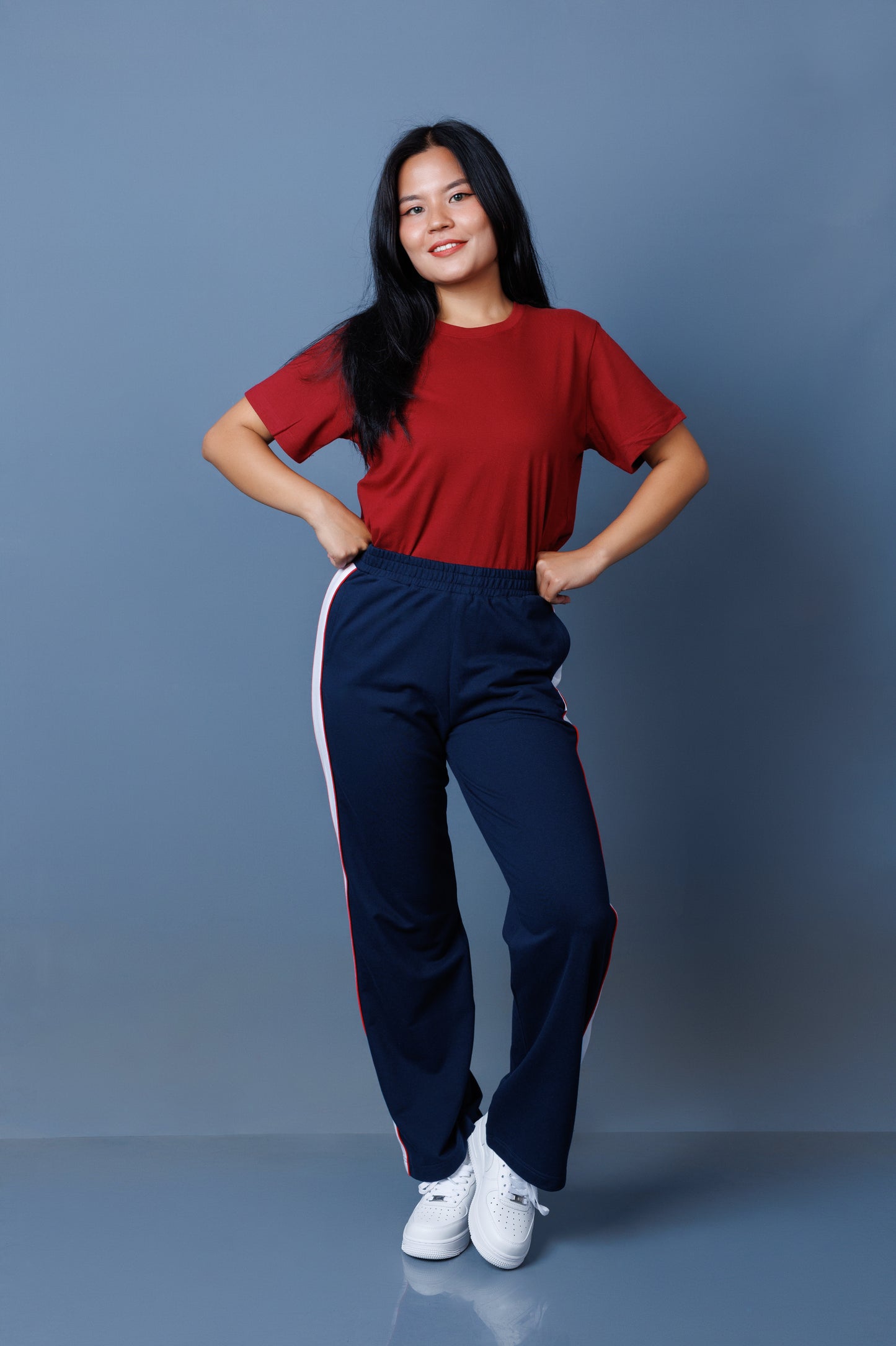 Contrast Panel Straight Leg Trousers