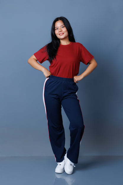 Contrast Panel Straight Leg Trousers