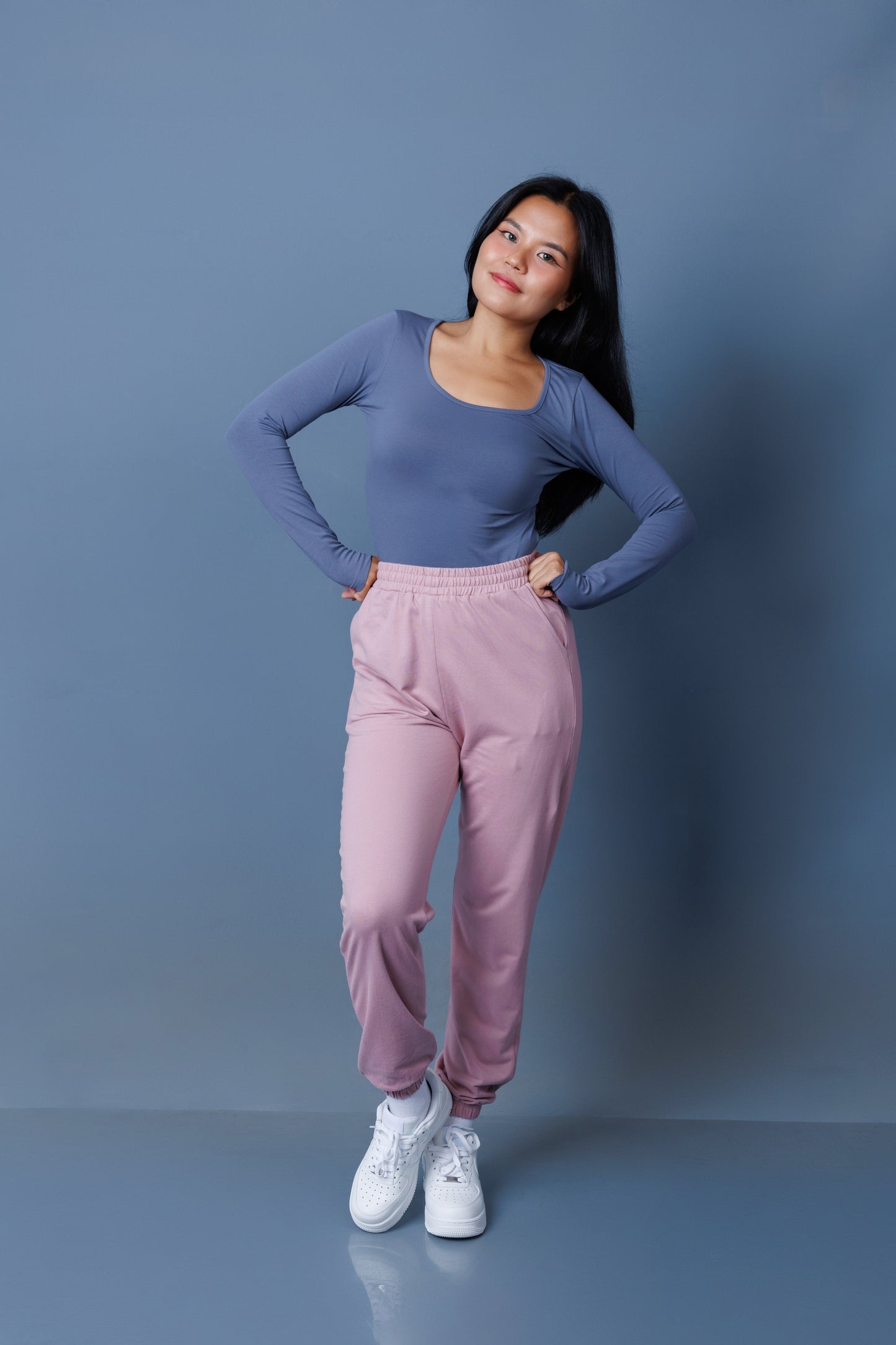 Basic Plain Loose Fit Cuffed Hem Joggers