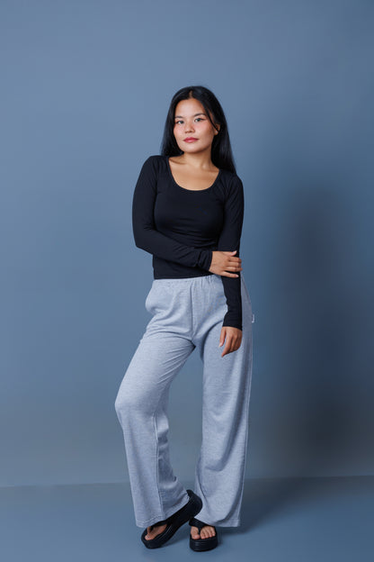 Basic Plain Wide Leg Trousers