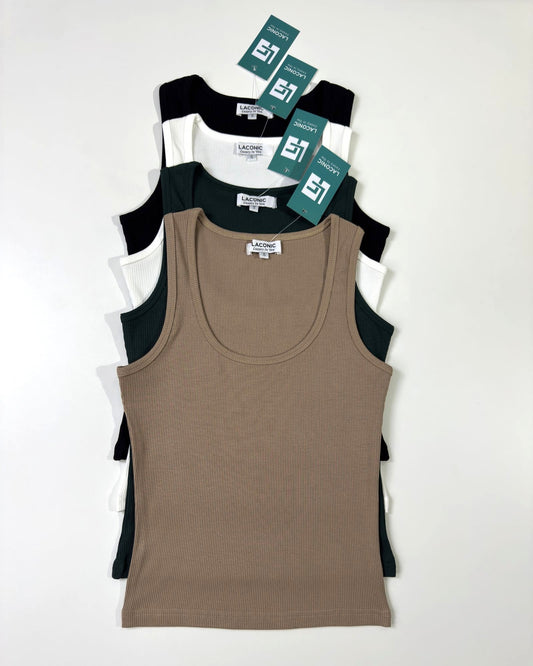 Balance Tank Top - Scoop Neck Sleeveless Fitted Tank Top