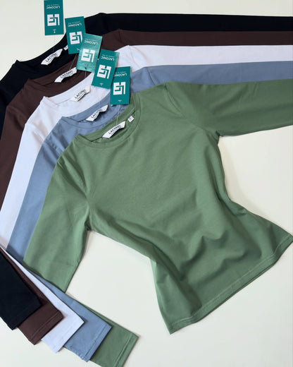 Basic Crew-neck long length full sleeve fitted top