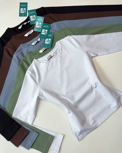 Basic Crew-neck long length full sleeve fitted top