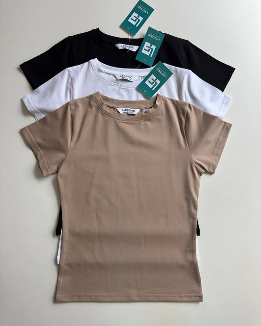 Basic Long Line Half Sleeve Fitted Top