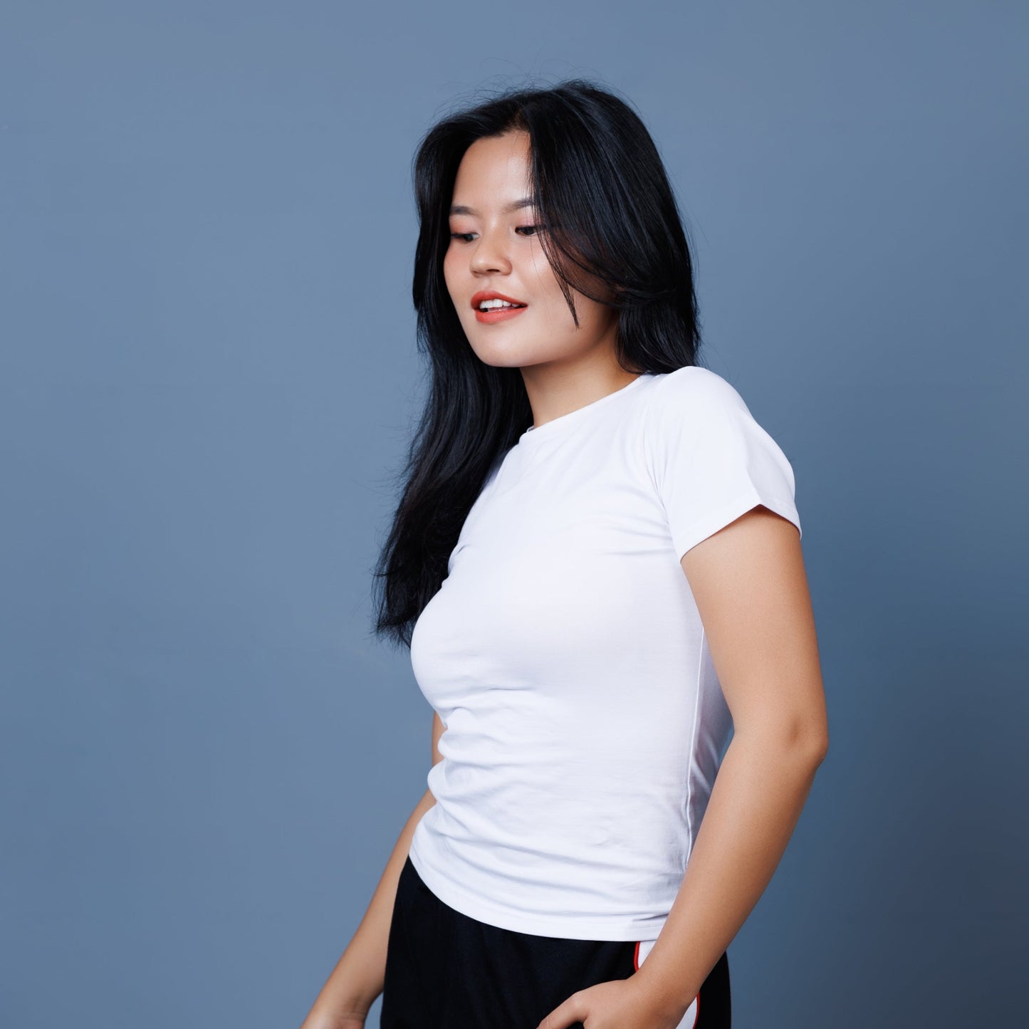 Basic Long Line Half Sleeve Fitted Top