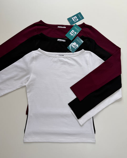 Boat Neck Fitted Full Sleeve Top