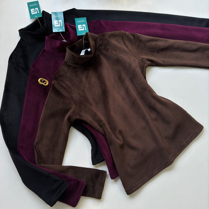 Best Fleece High Neck Tops, Laconic Nepal High Neck Winter tops, Turtle Neck Fleece Full Sleeve Tops in colors: black, brown