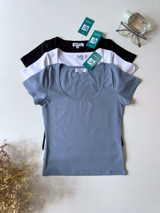 Daisy Dew Top - Scoop Neck Half Sleeve Fitted Top
