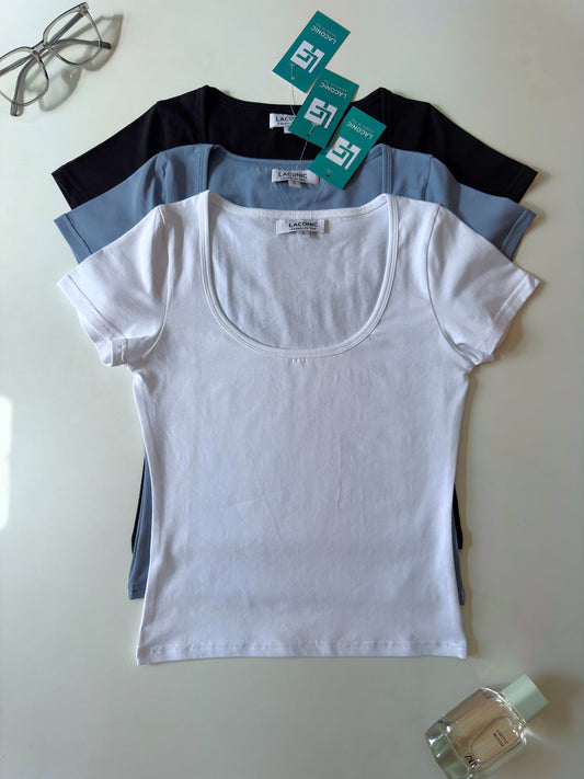 Daisy Dew Top - Scoop Neck Half Sleeve Fitted Top