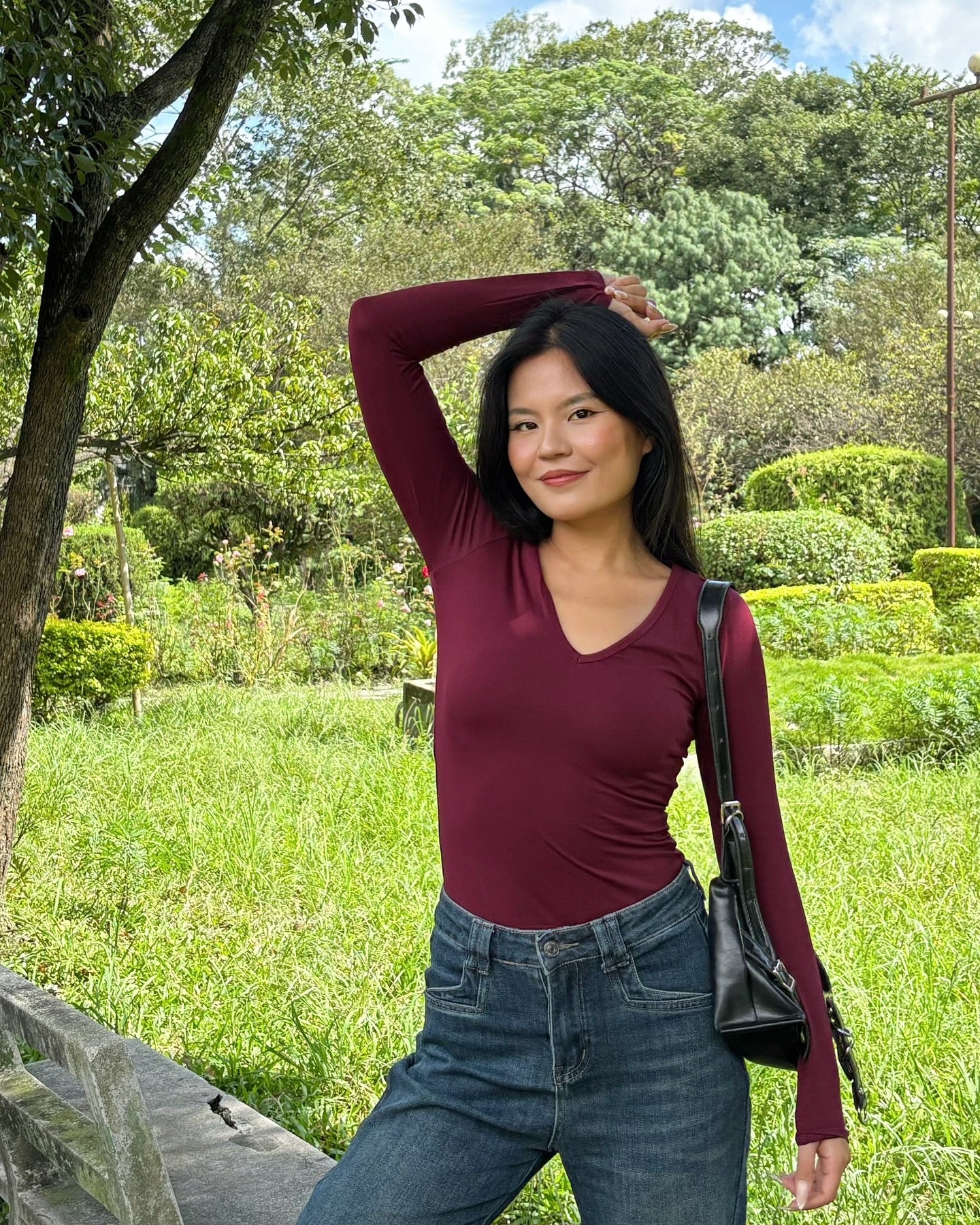 Lily Veil Top : Deep V - Neck Fiited Top