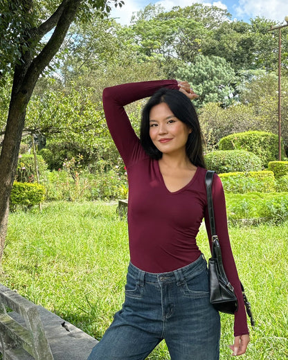 Lily Veil Top : Deep V - Neck Fiited Top
