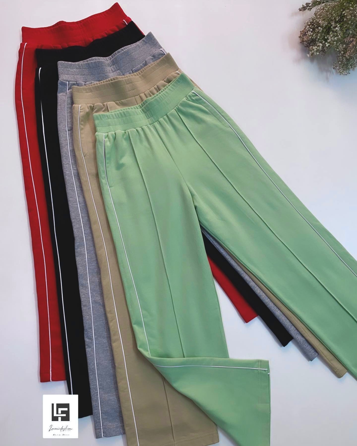 Double Piping Pin Tuck Detail High Waist Straight Leg Trousers