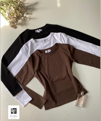 Basic Crew-neck long length full sleeve fitted top