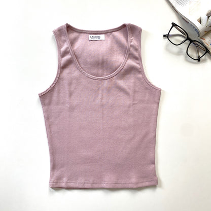 Ribbed Scoop Neck Long Length Tank Top