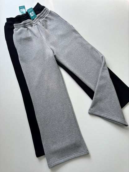 High Waisted Plain Fleece Wide Leg Trousers