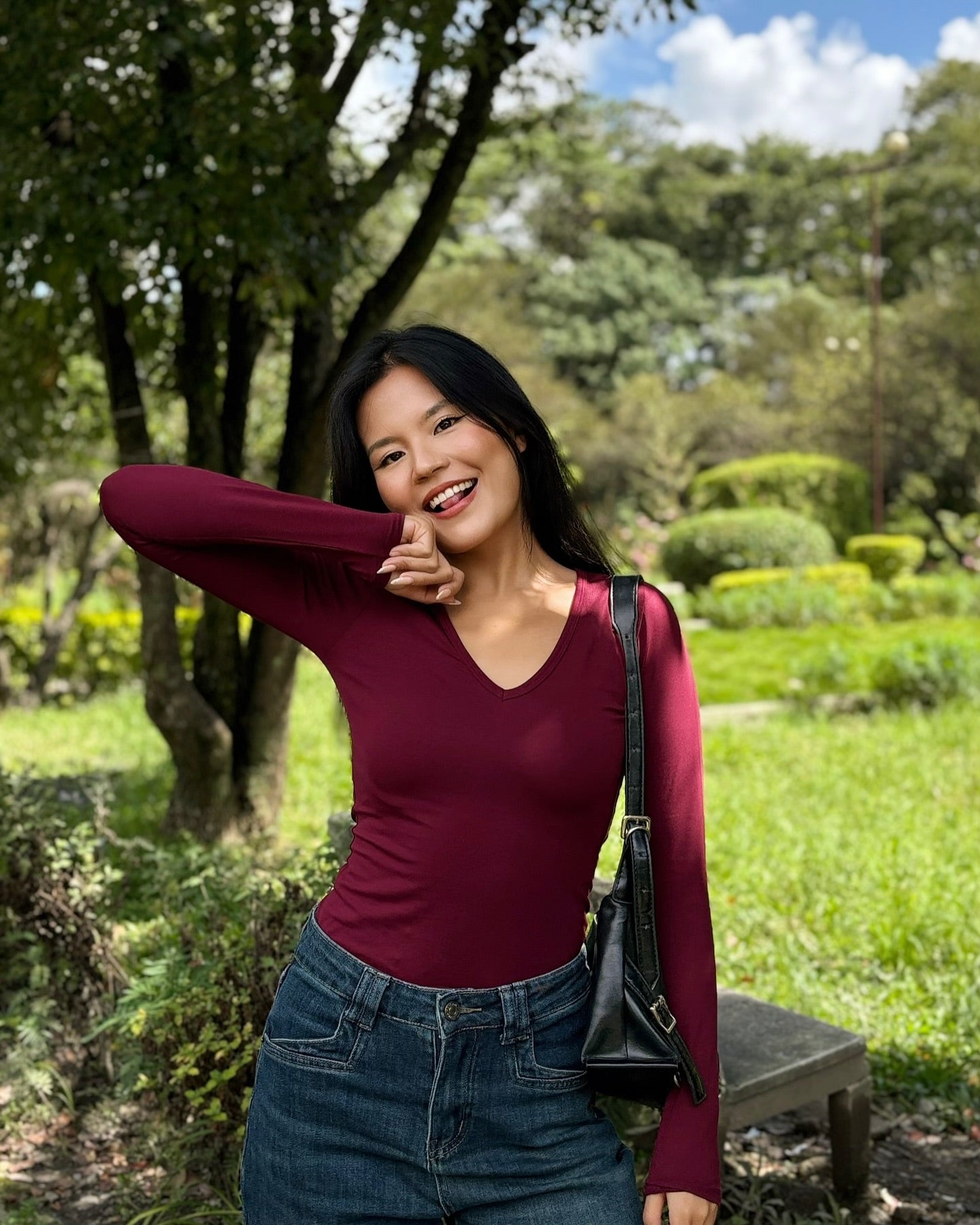 Lily Veil Top : Deep V - Neck Fiited Top
