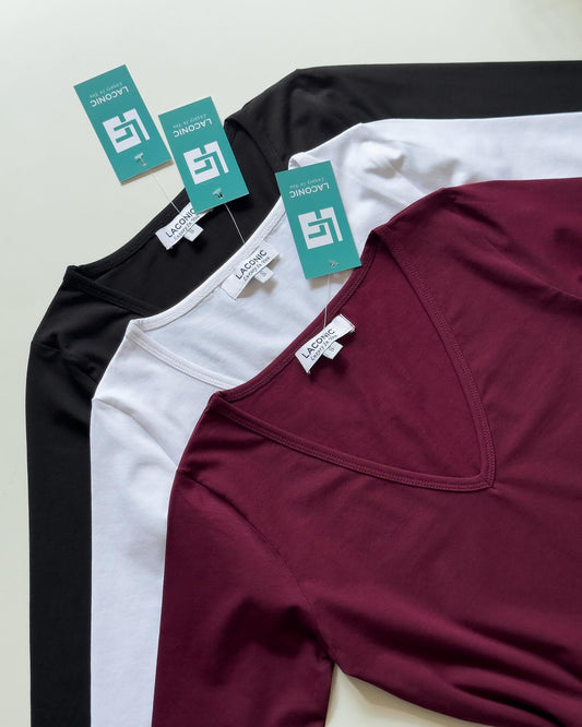 Lily Veil Top : Deep V - Neck Fiited Top