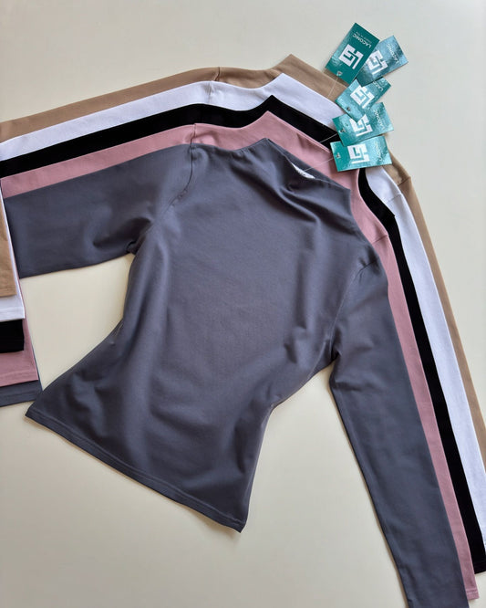 Mock Neck Long Length Fitted Full Sleeve Top