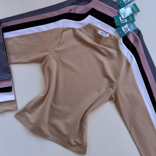 Mock Neck Long Length Fitted Top
