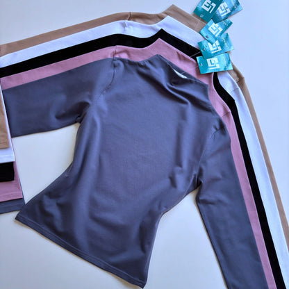 Mock Neck Long Length Fitted Top