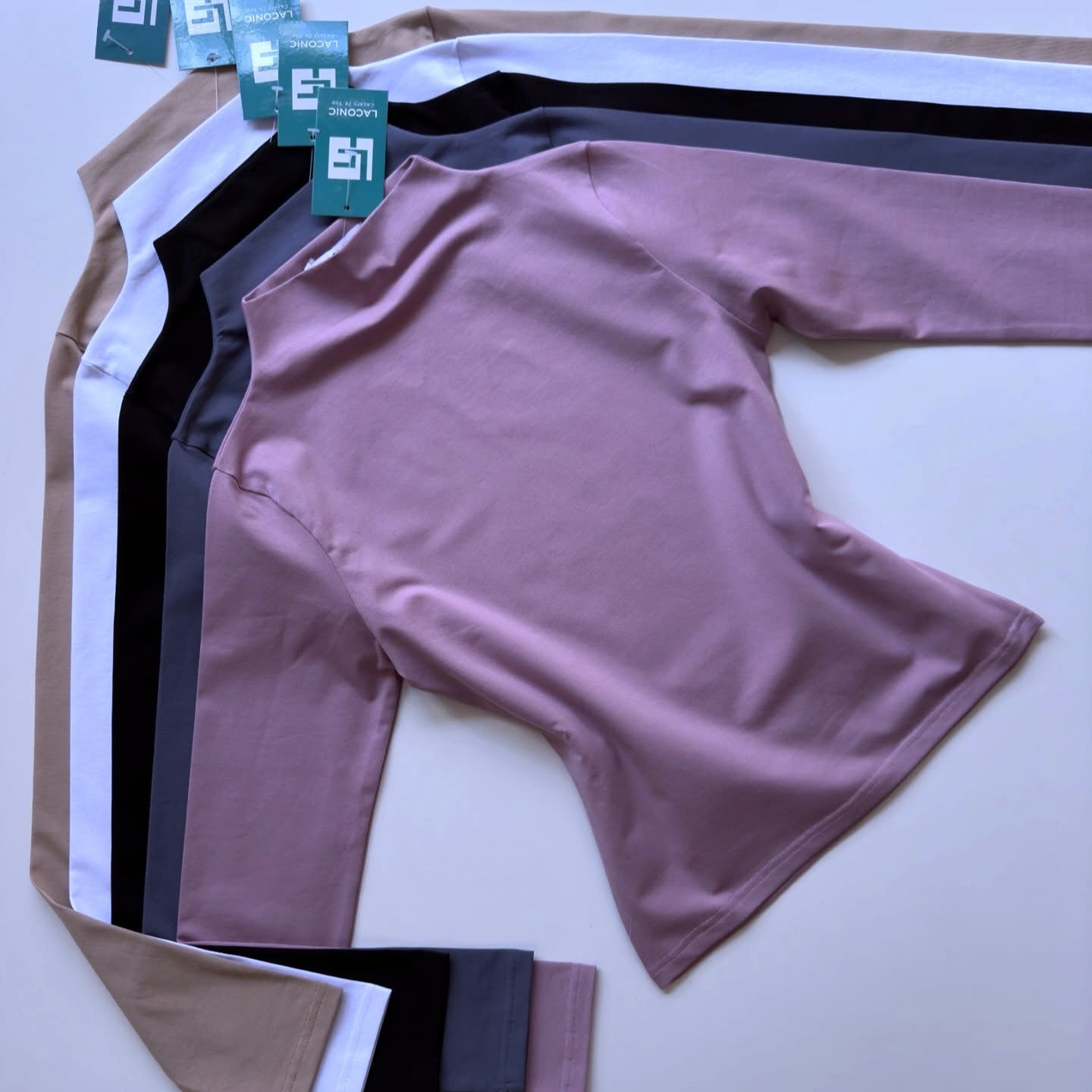Mock Neck Long Length Fitted Top