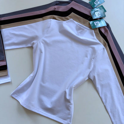 Mock Neck Long Length Fitted Top