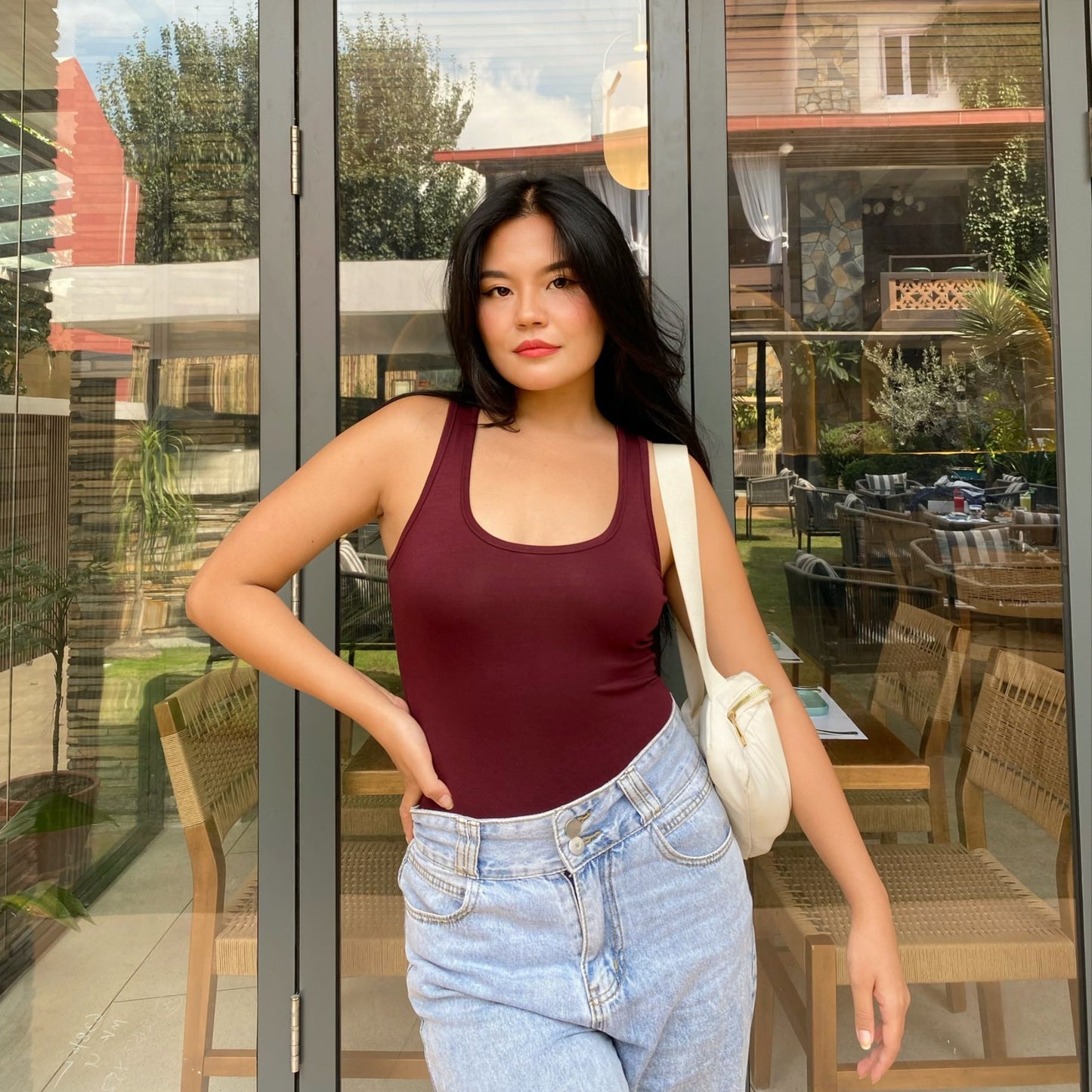 Scoop - Neck Racer Back Sleeveless Bodysuit