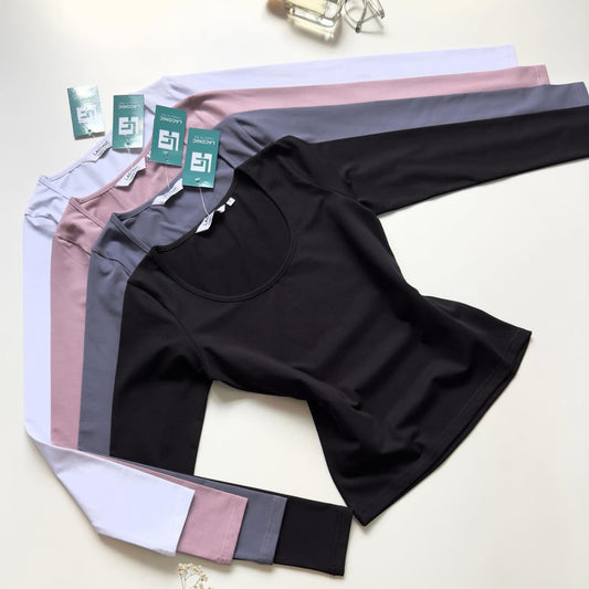 Scoop neck top, Scoop neck full sleeve fitted top 