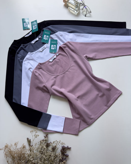 Scoop Neck Long Length Fitted Top