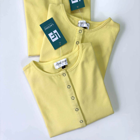 Crewneck Popper Button Detail Top
