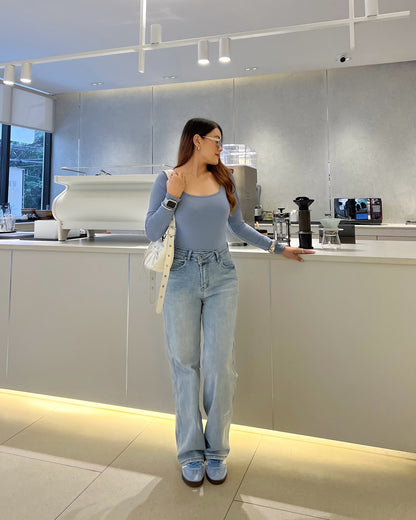 Square Neck Full Sleeve Bodysuit