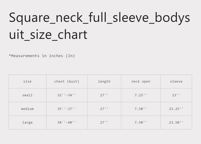 Square Neck Full Sleeve Bodysuit