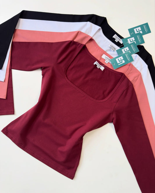 Square Neck Fitted Full Sleeve Top