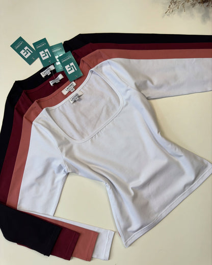 Square Neck Fitted Full Sleeve Top