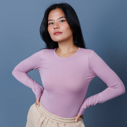 Crewneck full sleeve bodysuit, bodysuit, #bodysuit, laconic bodysuit, pink, nepalibrand, model, nepal, fashion, one-piece, 