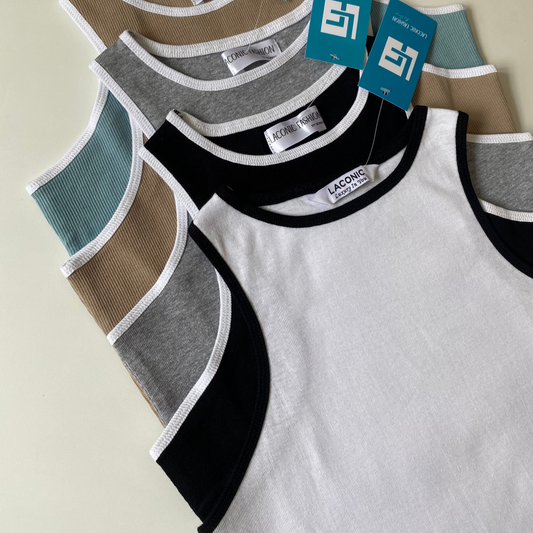 Contrast Binding Rib Long Length Tank Top