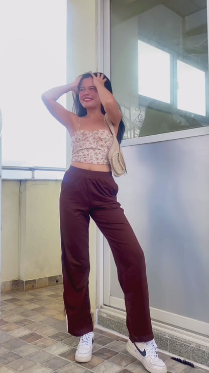 Contrast Panel Straight Leg Trousers