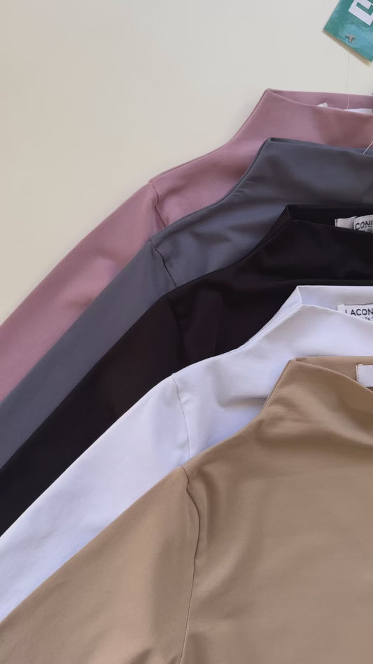 Mock Neck Long Length Fitted Full Sleeve Top